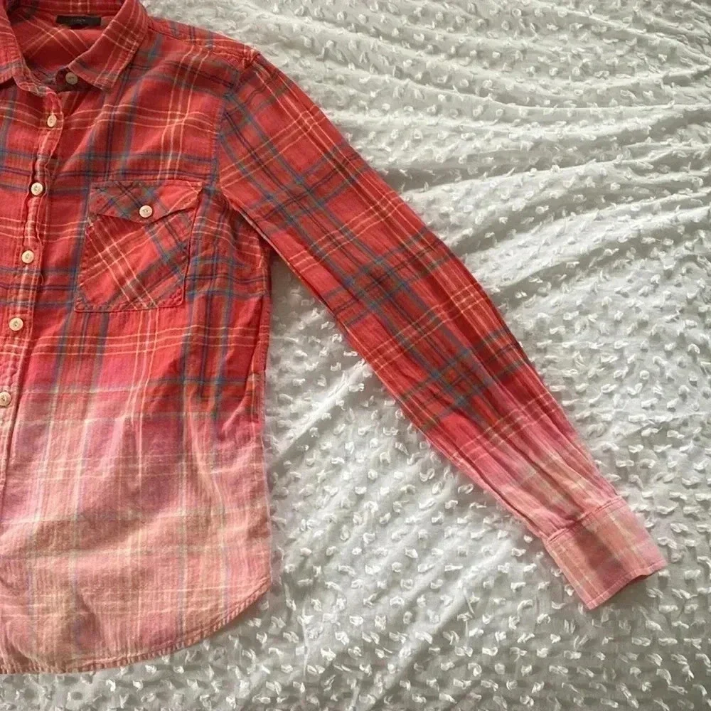 Jcrew Up Cycled Women Handmade Bleach Disney Minnie Mouse Flannel Sz 12 - Picture 9 of 11